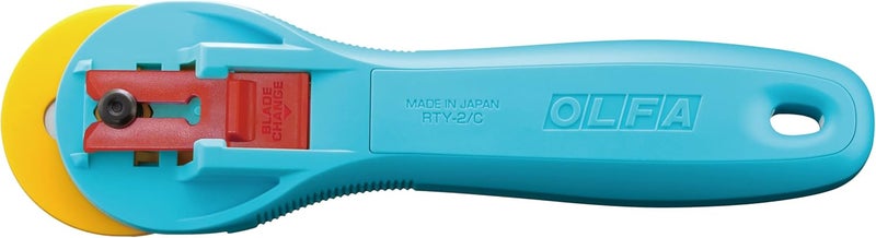 OLFA 45mm Quick-Change Rotary Cutter (RTY-2/C) - Rotary Fabric Cutter w/Blade Cover for Crafts, Sewing, Quilting, Replacement Blade: RB45-1 (Aqua) - Image 2